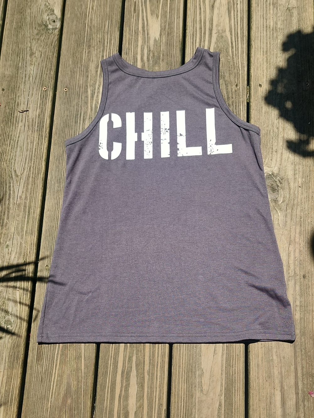 CHILL Graphic Tank Top — Heather Gray Size Small